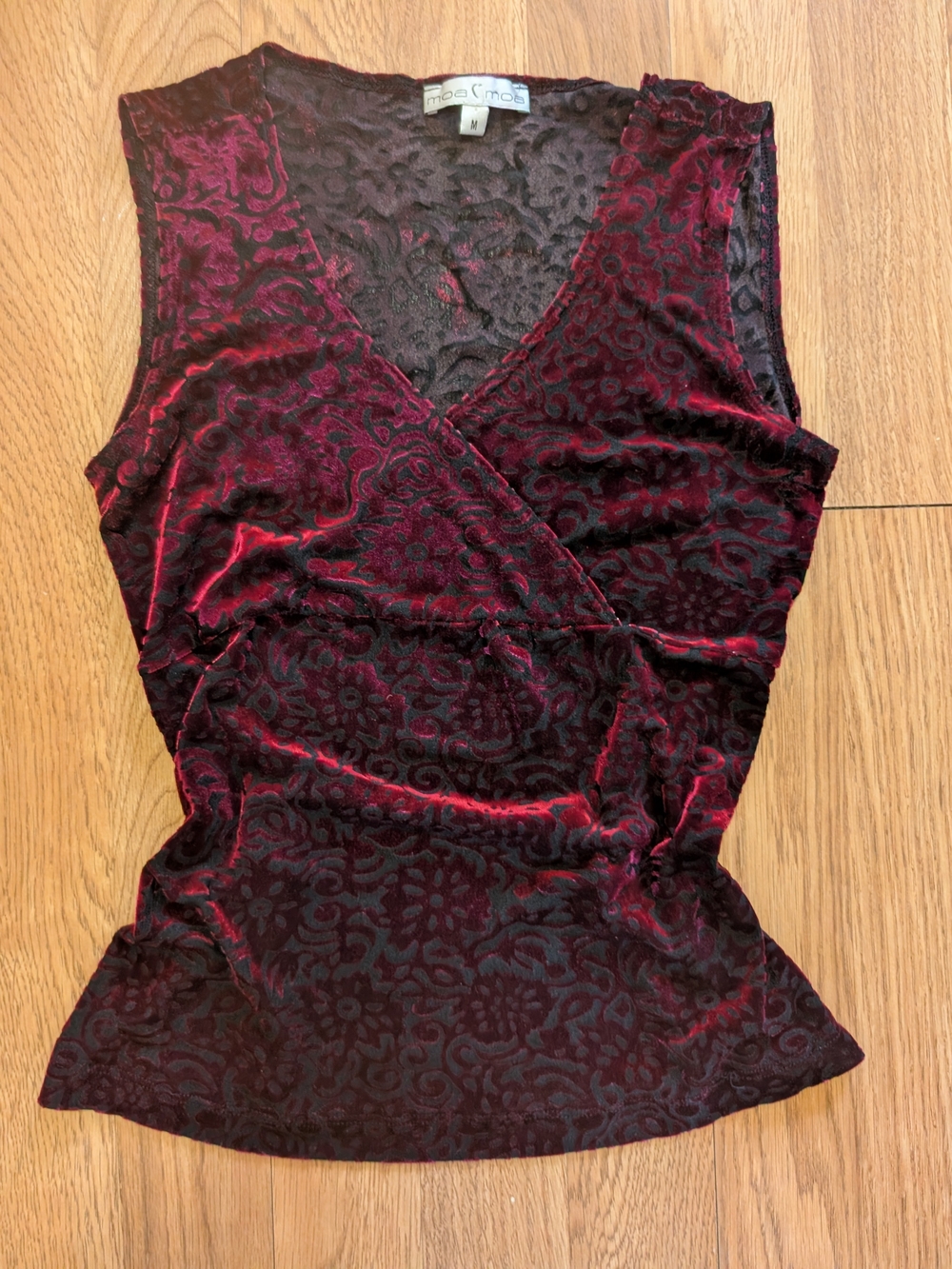 Y2K Witchy Women's Burgundy Velvet Burnout Wrap Tank